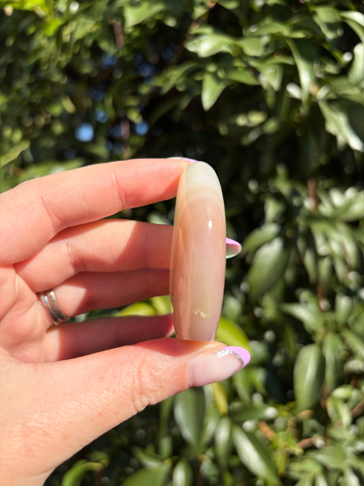 Pink Banded Calcite Self Standing Moon C