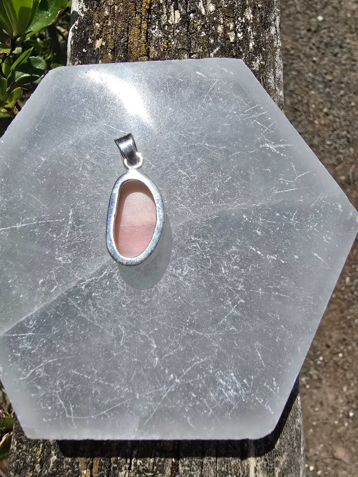 Pink Opal | Rose Cut Sterling Silver Pendant A