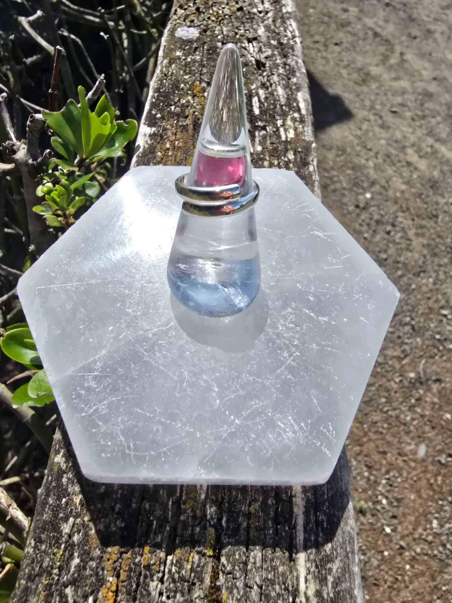 Pink Tourmaline | Rose Cut Sterling Silver Adjustable Ring A