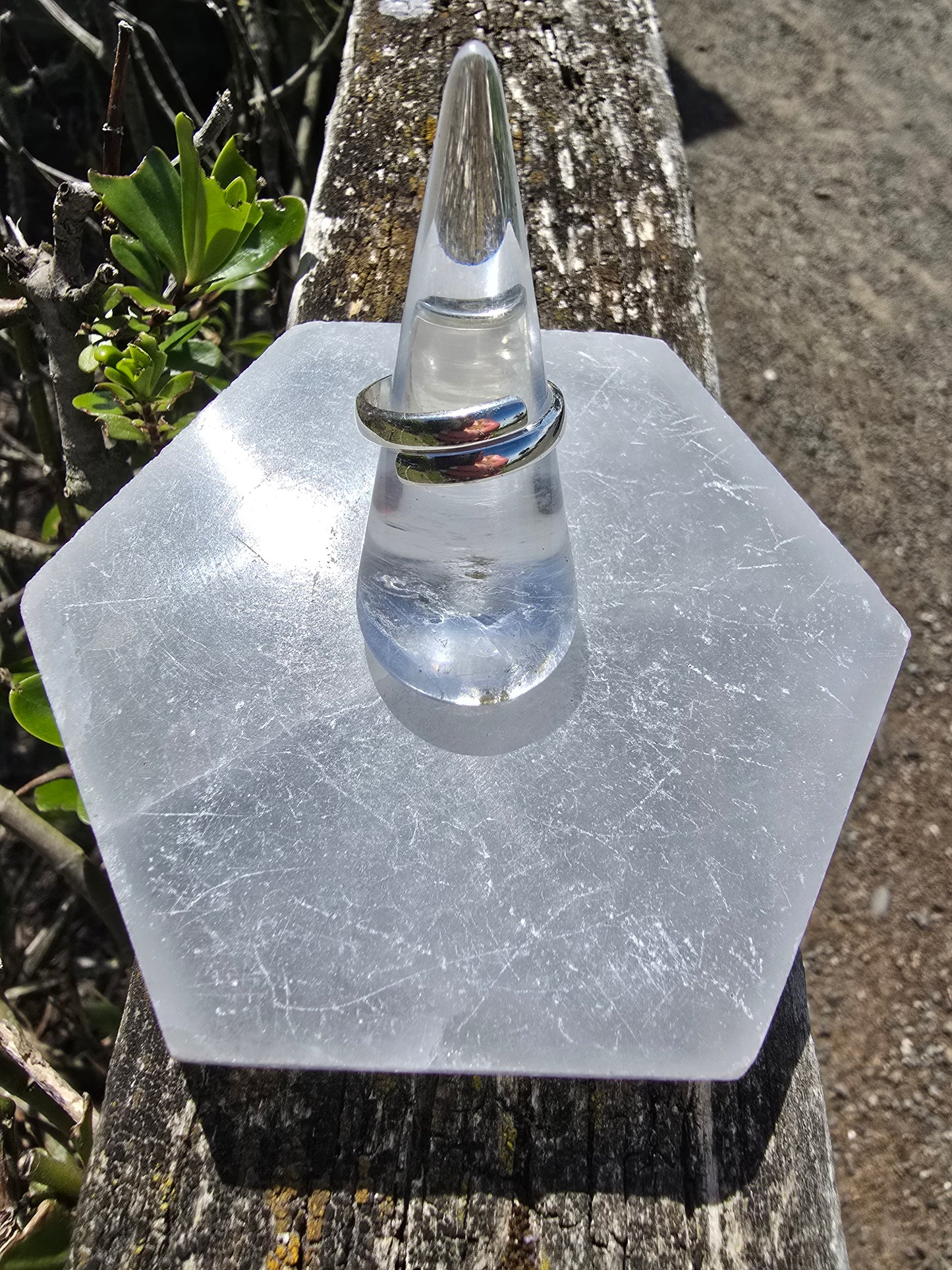 Rainbow Moonstone | Rose Cut Sterling SIlver Adjustable Ring C