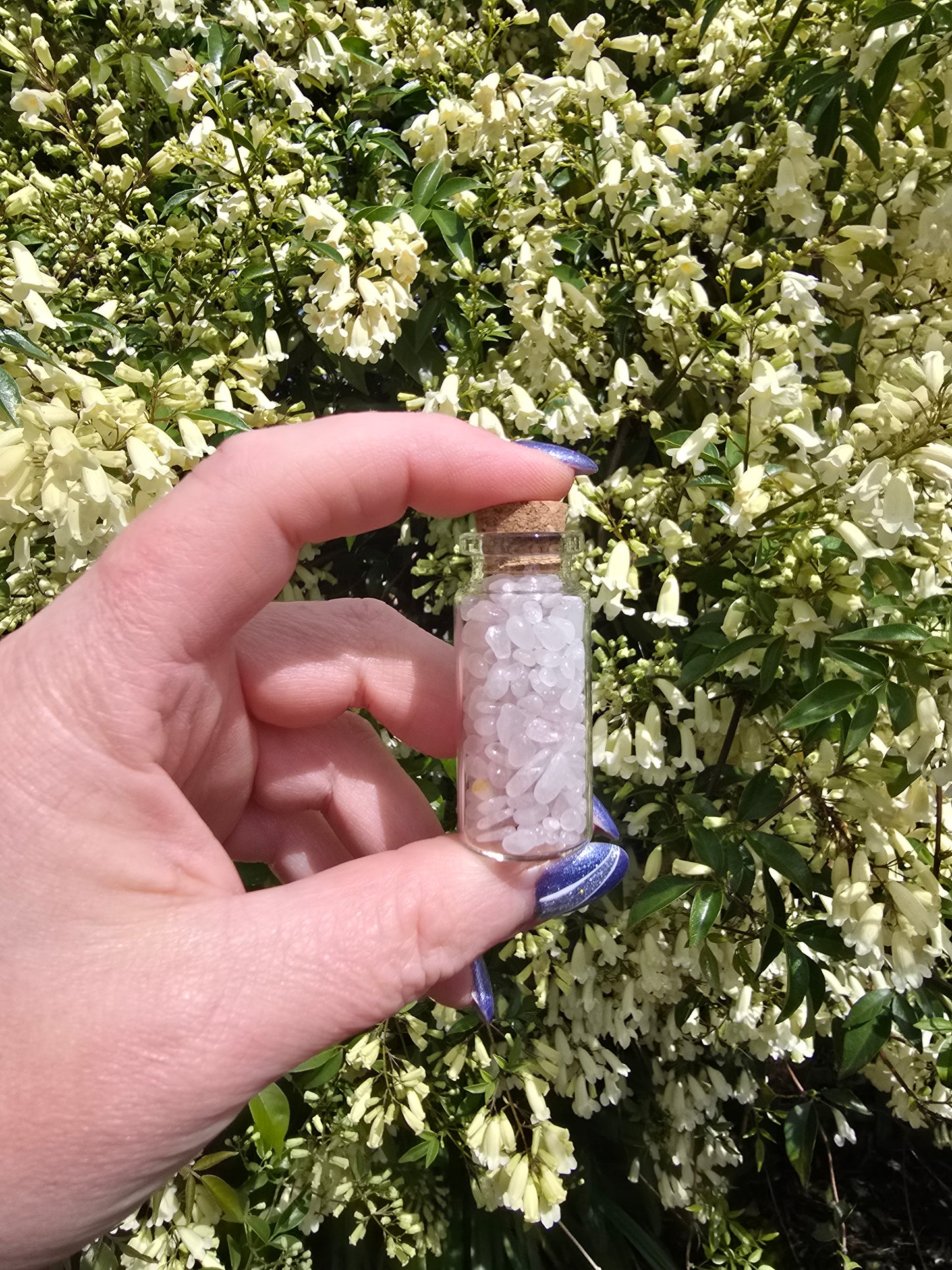 Rose Quartz Crystal Chip Bottle