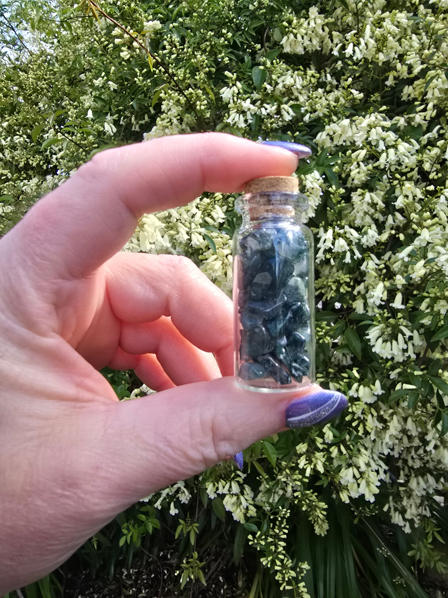 Moss Agate Chip Bottle