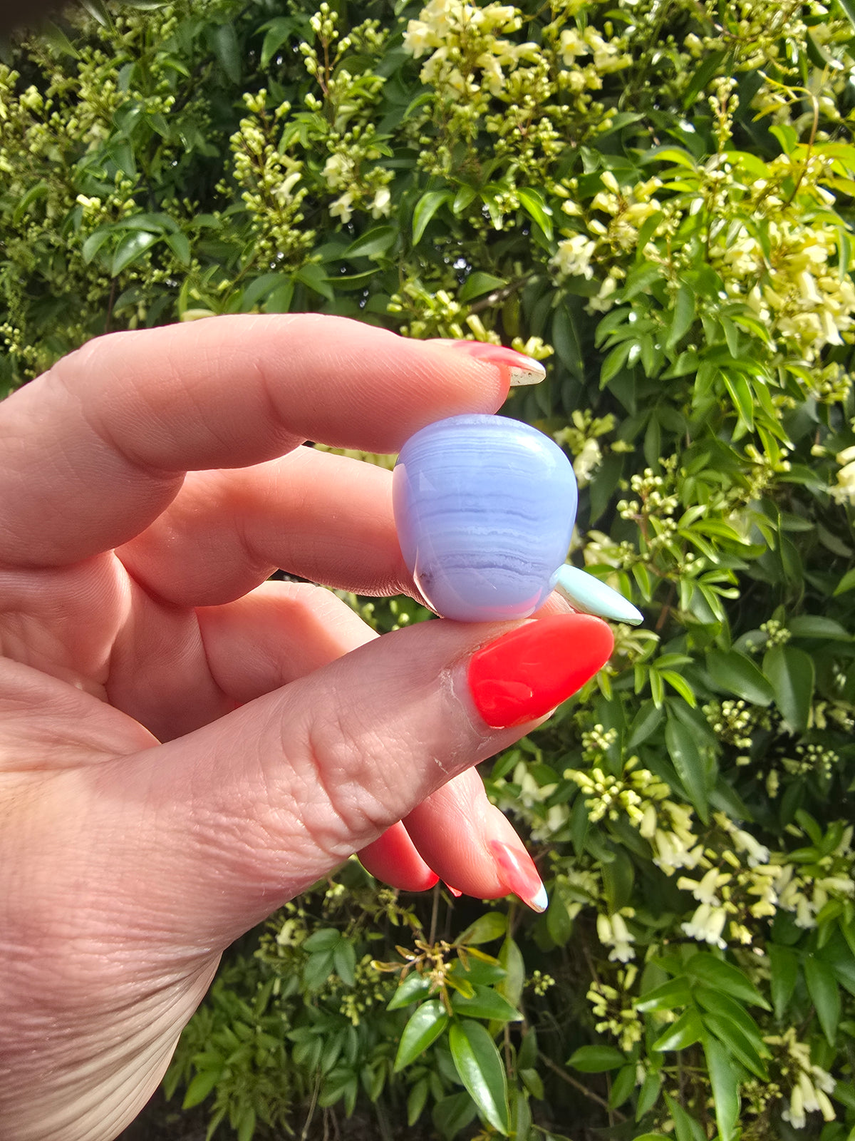 Blue Lace Agate Tumbled Stone | A Grade