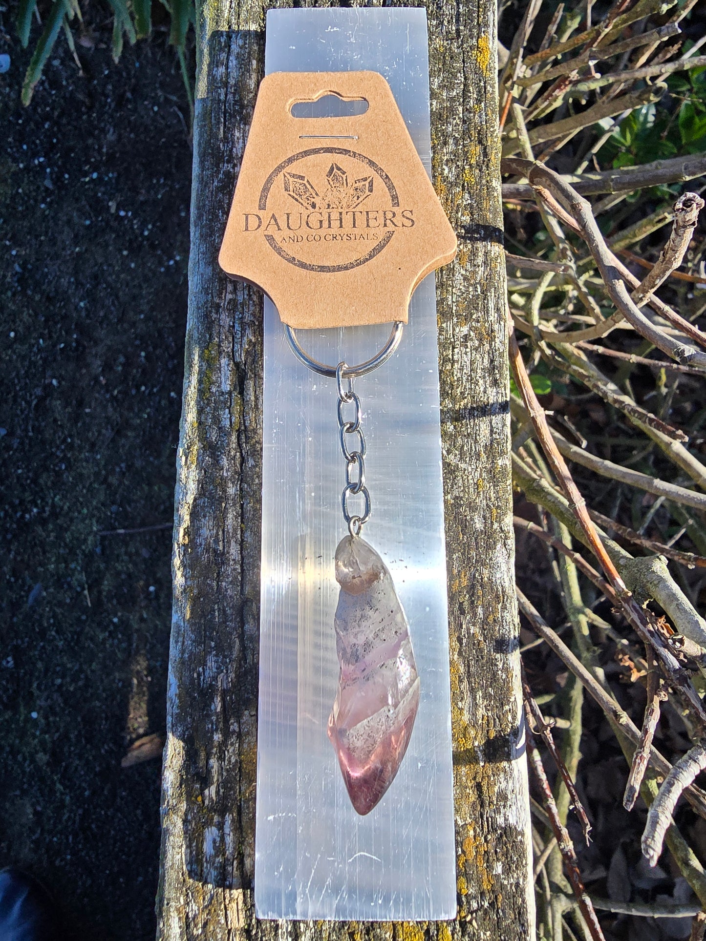 Chevron Amethyst Polished Point Keyring