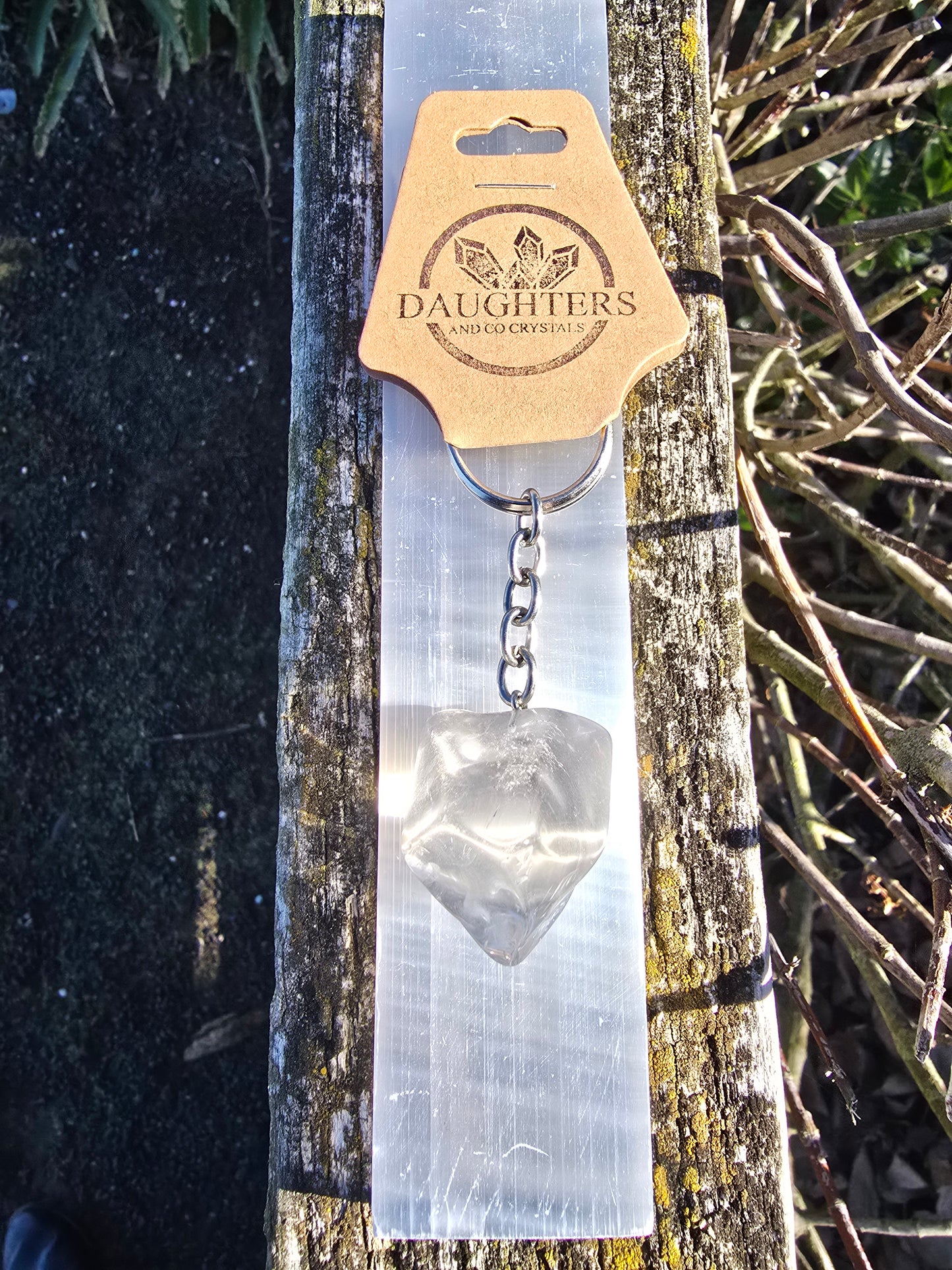 Clear Quartz Tumbled Crystal Keyring