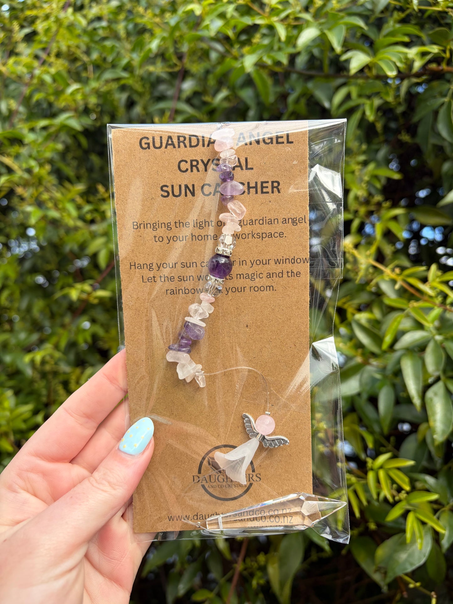 Rose Quartz & Amethyst | Guardian Angel Point Sun Catcher