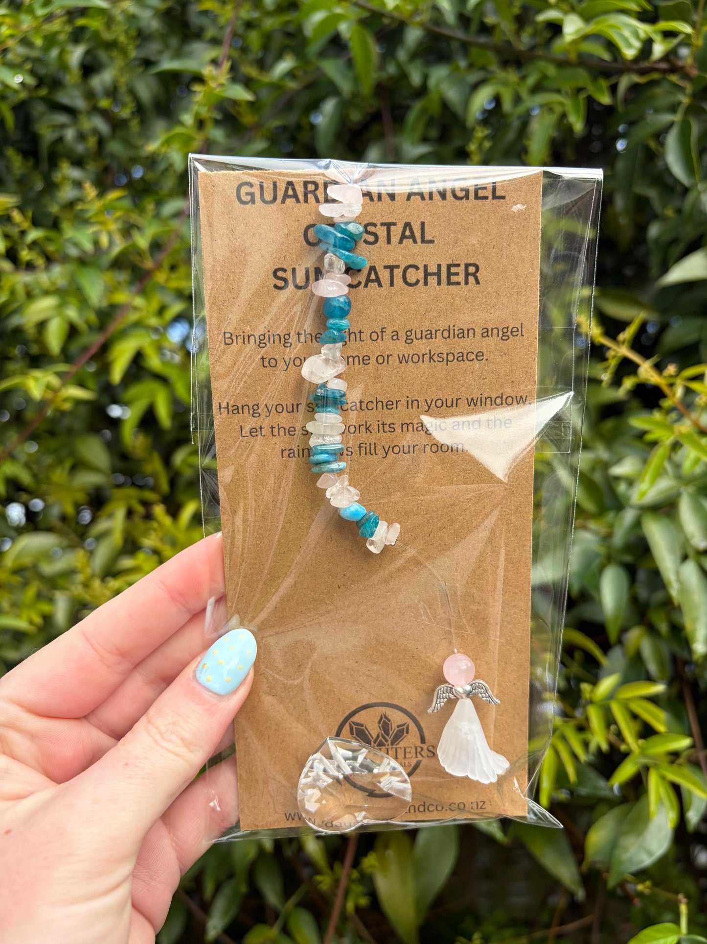 Rose Quartz & Apatite | Guardian Angel Heart Sun Catcher