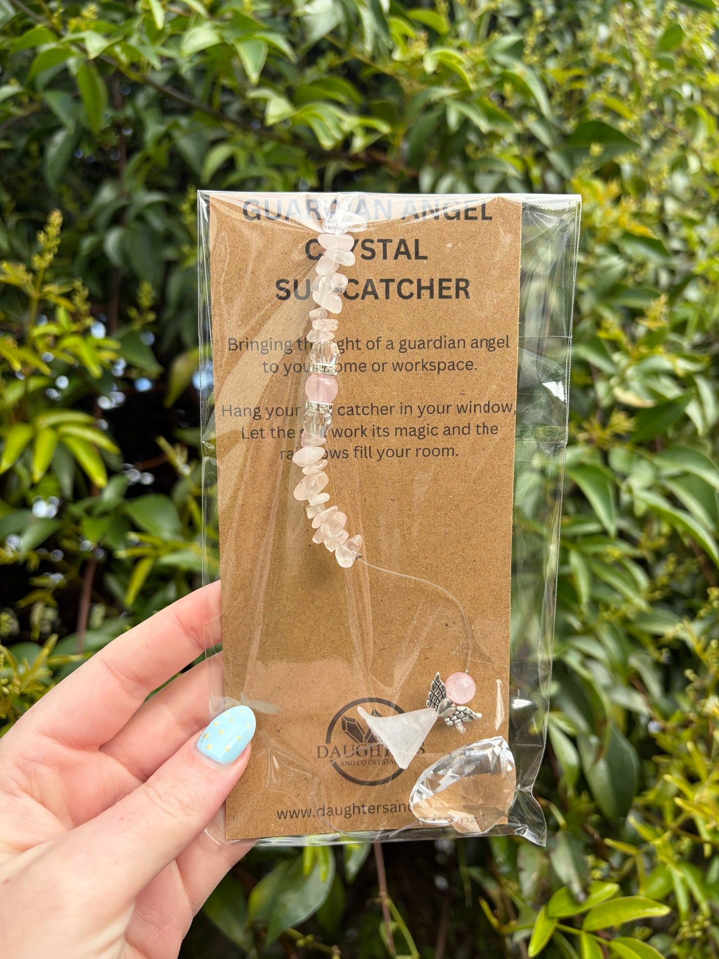 Rose Quartz | Guardian Angel Heart Sun Catcher