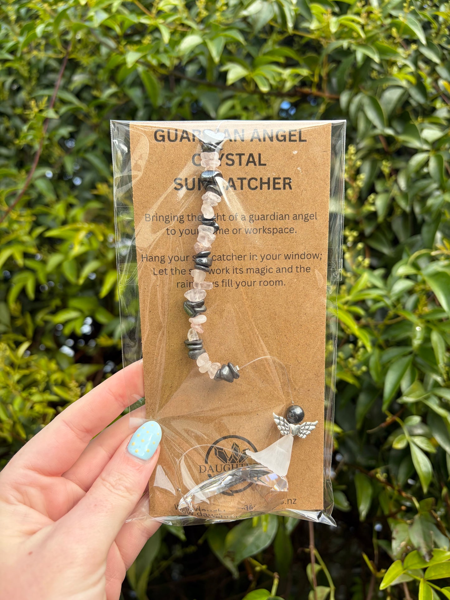 Hematite & Rose Quartz | Guardian Angel Tear Drop Sun Catcher