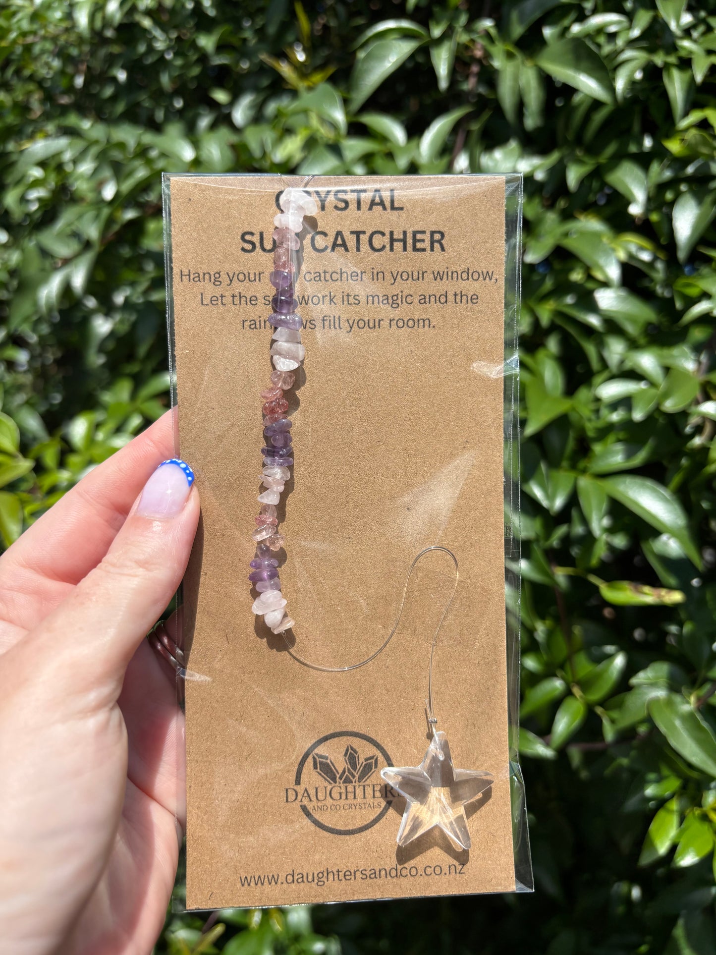 Rose Quartz, Strawberry Quartz & Amethyst | Star Sun Catcher