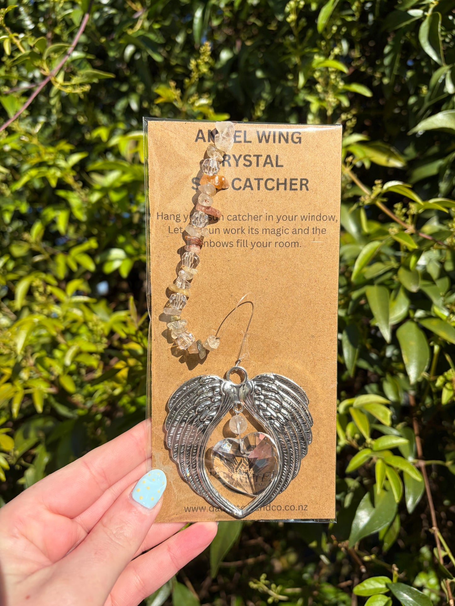 Rutilated Quartz | Angel Wing Heart Sun Catcher