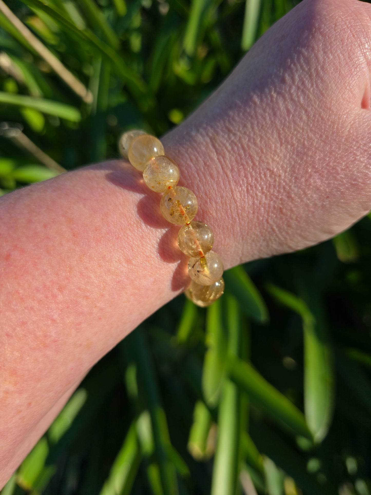 Rutilated Quartz | Round Bead Bracelet 10 mm