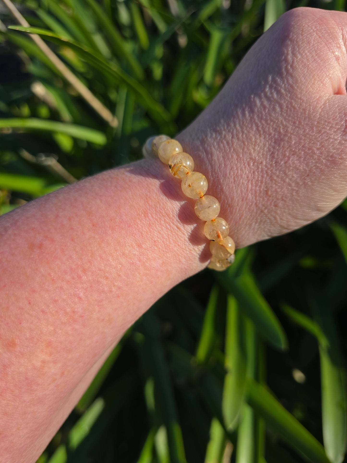 Rutilated Quartz | Round Bead Bracelet 8 mm