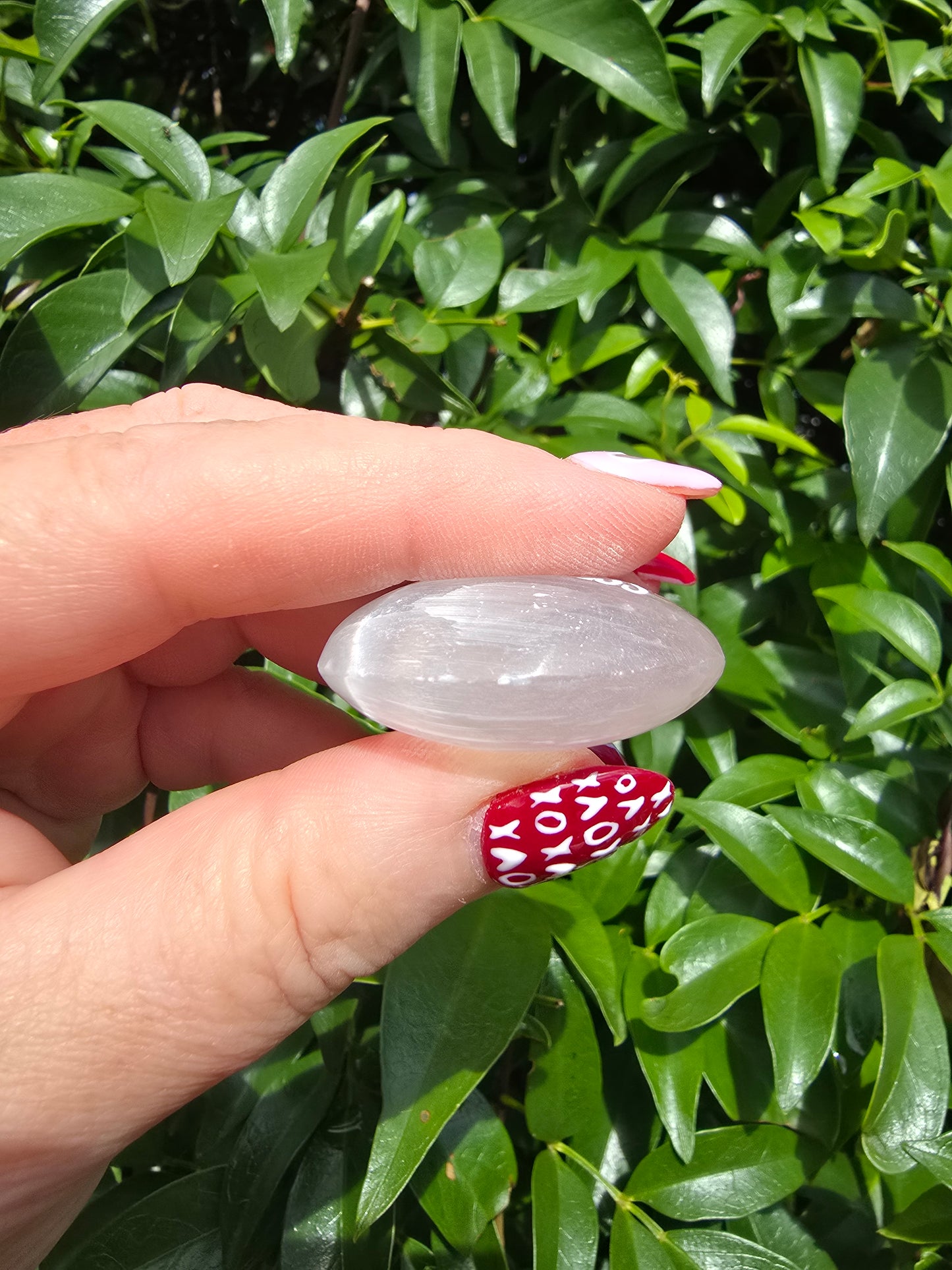 Selenite Mini Palm Stone | HAPPINESS