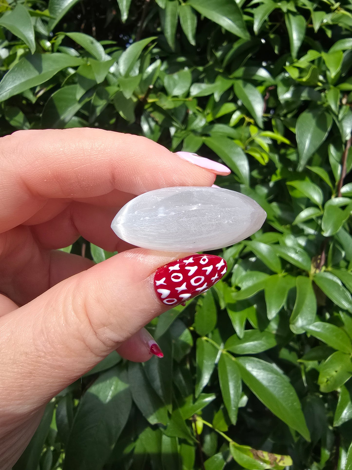 Selenite Mini Palm Stone | LUCK