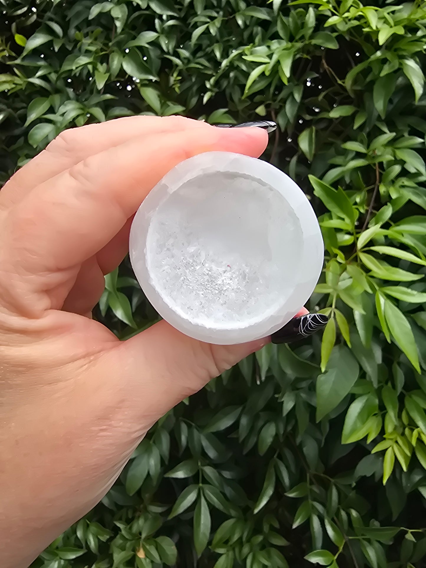 Selenite Polished Sphere Stand