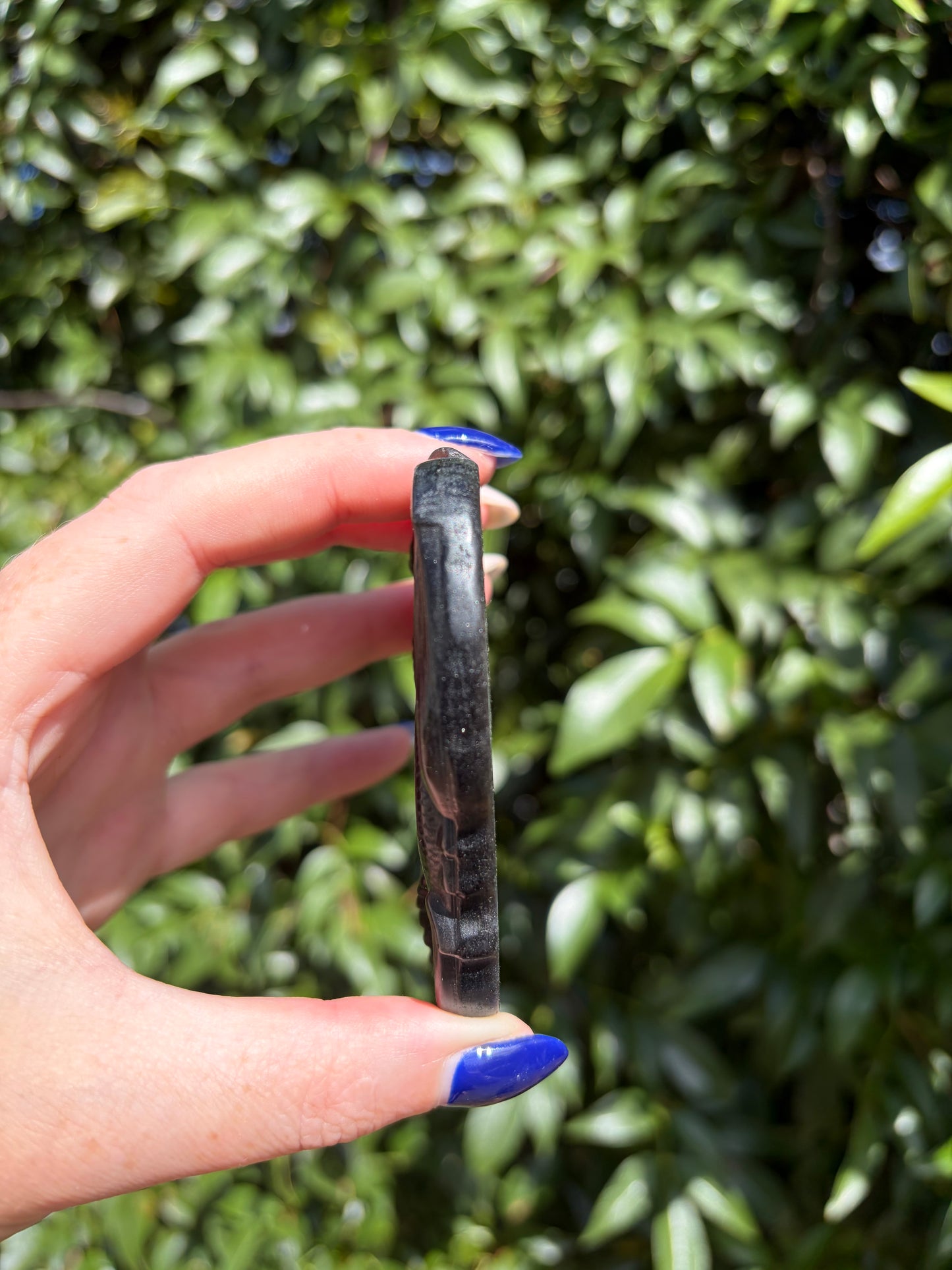 Silver Sheen Obsidian Dragon Carving