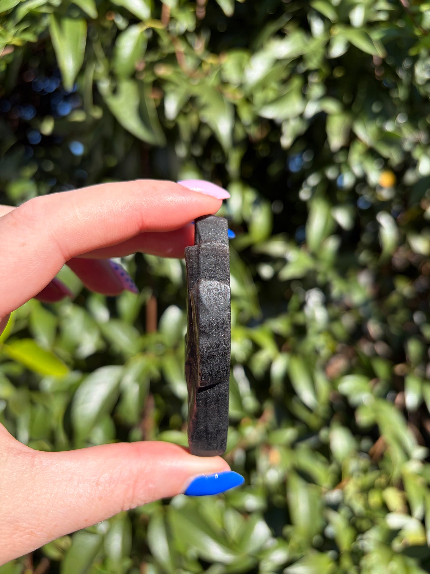 Silver Sheen Obsidian Dragon Carving