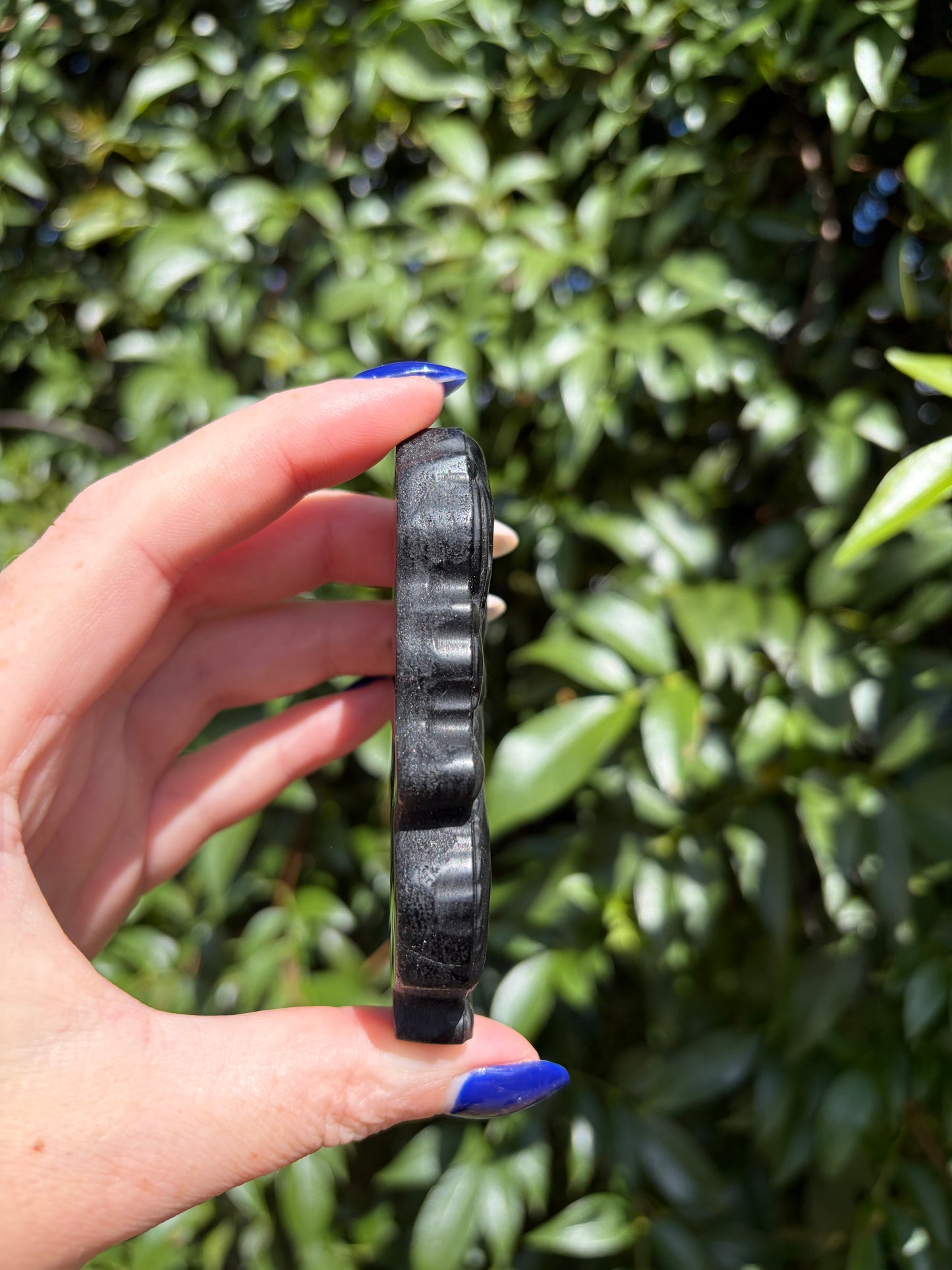 Silver Sheen Obsidian Mermaid Carving