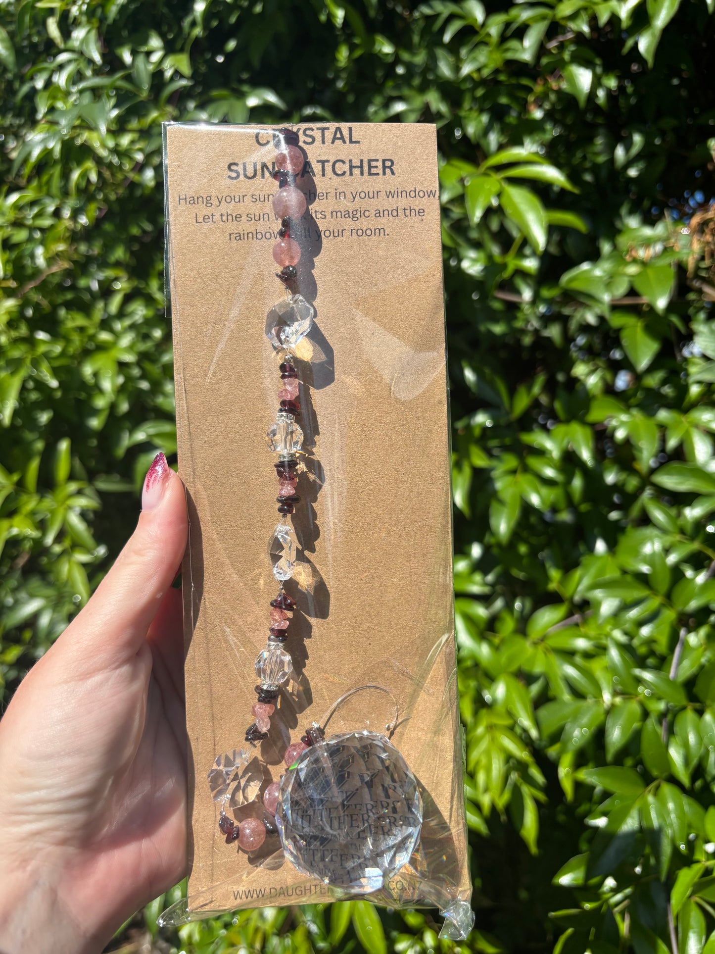 Garnet & Strawberry Quartz | Large Sphere Sun Catcher