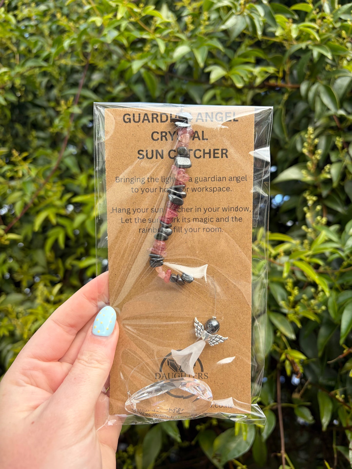 Hematite & Strawberry Quartz | Guardian Angel Tear Drop Sun Catcher