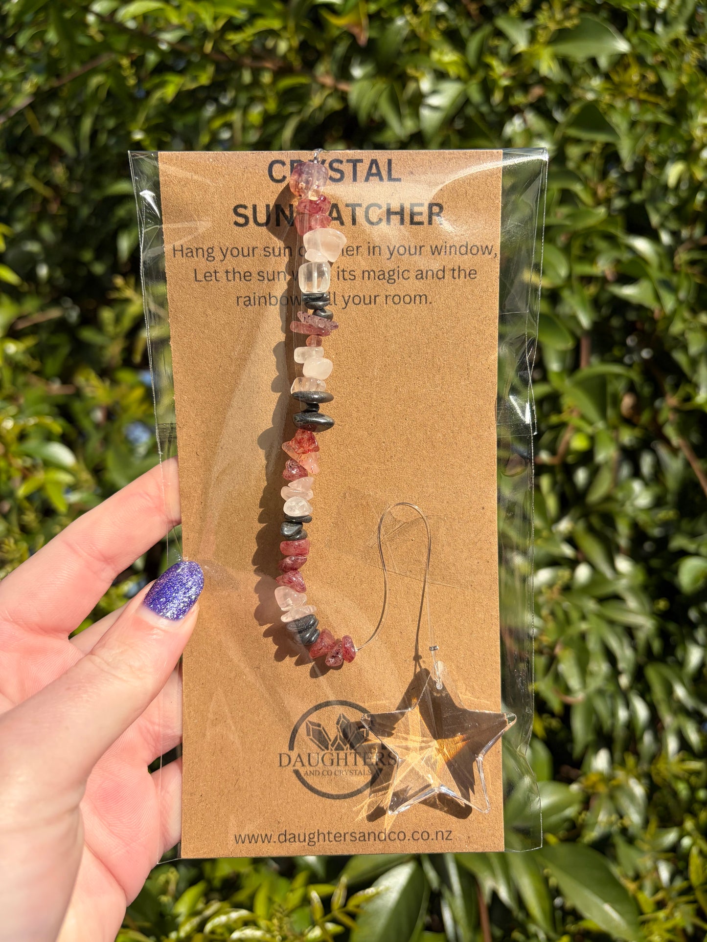 Strawberry Quartz, Rose Quartz & Hematite | Star Sun Catcher