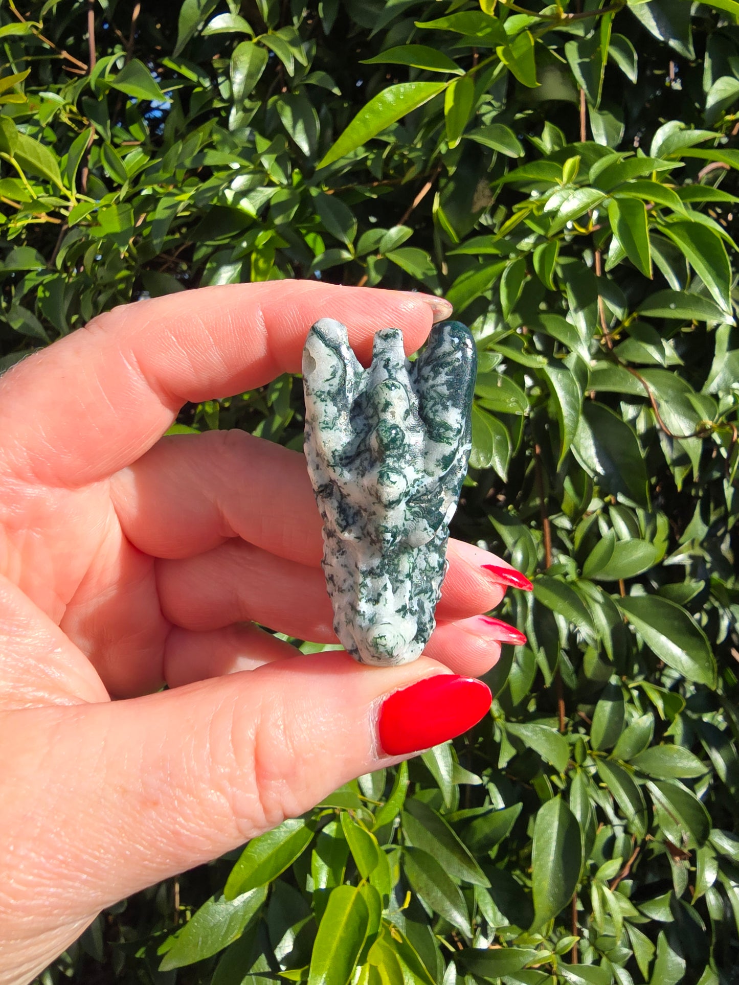 Green Tree Agate Dragon Head Skull