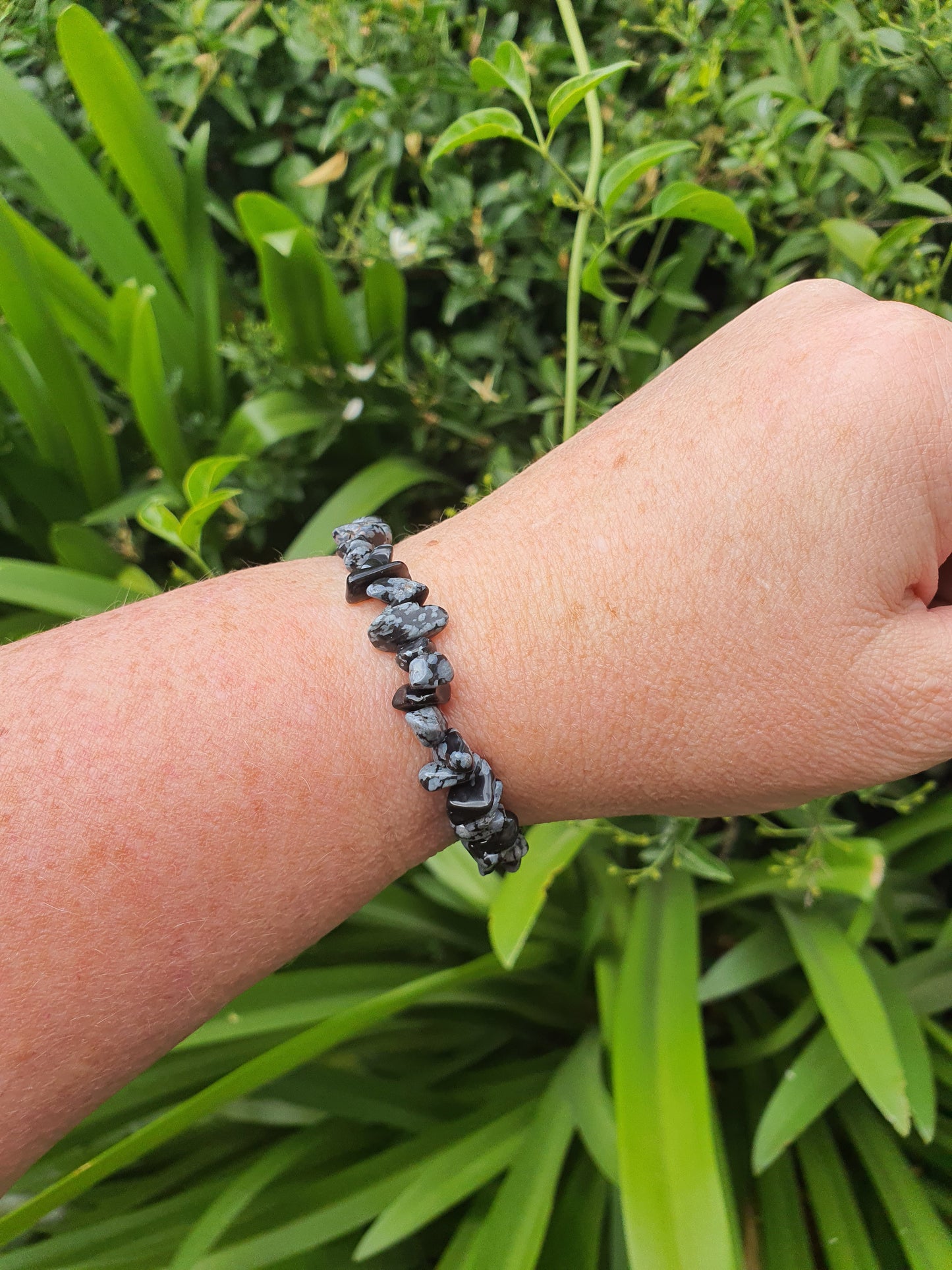 Snowflake Obsidian Crystal Chip Bracelet