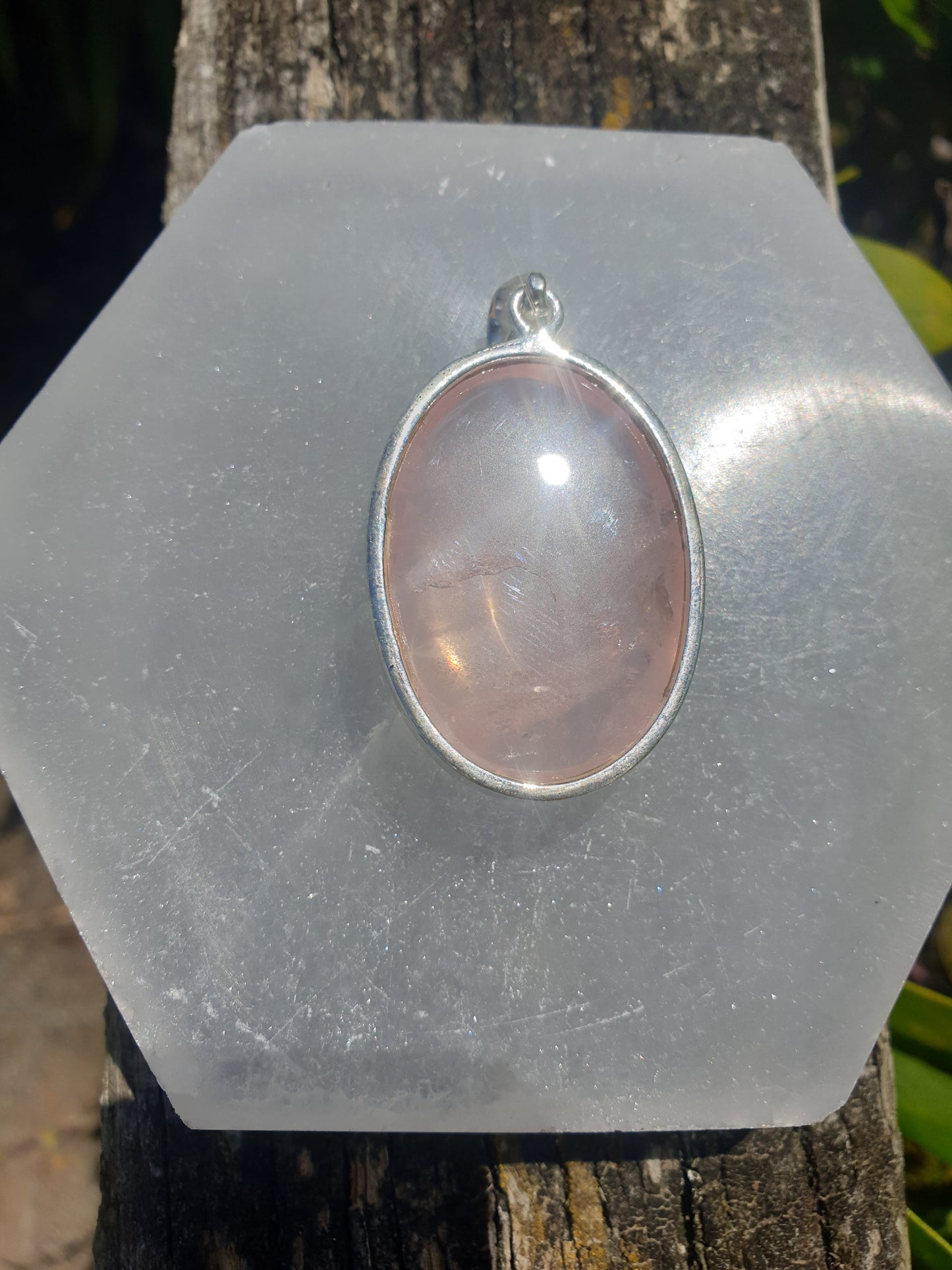 Rose Quartz | Polished Sterling Silver Pendant E