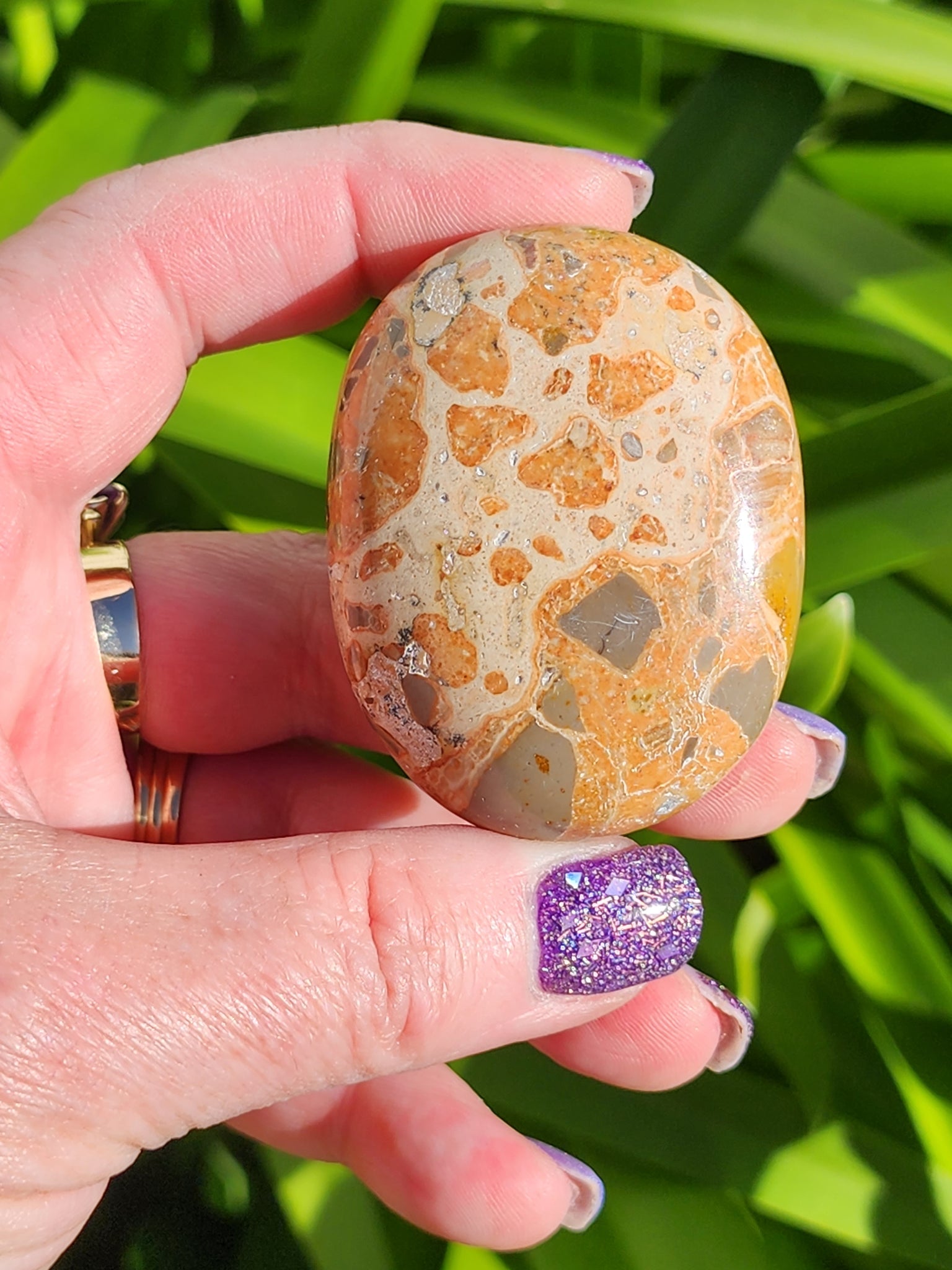 Leopardskin Jasper Palm Stone A