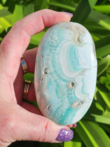 Blue Aragonite Palm Stone C