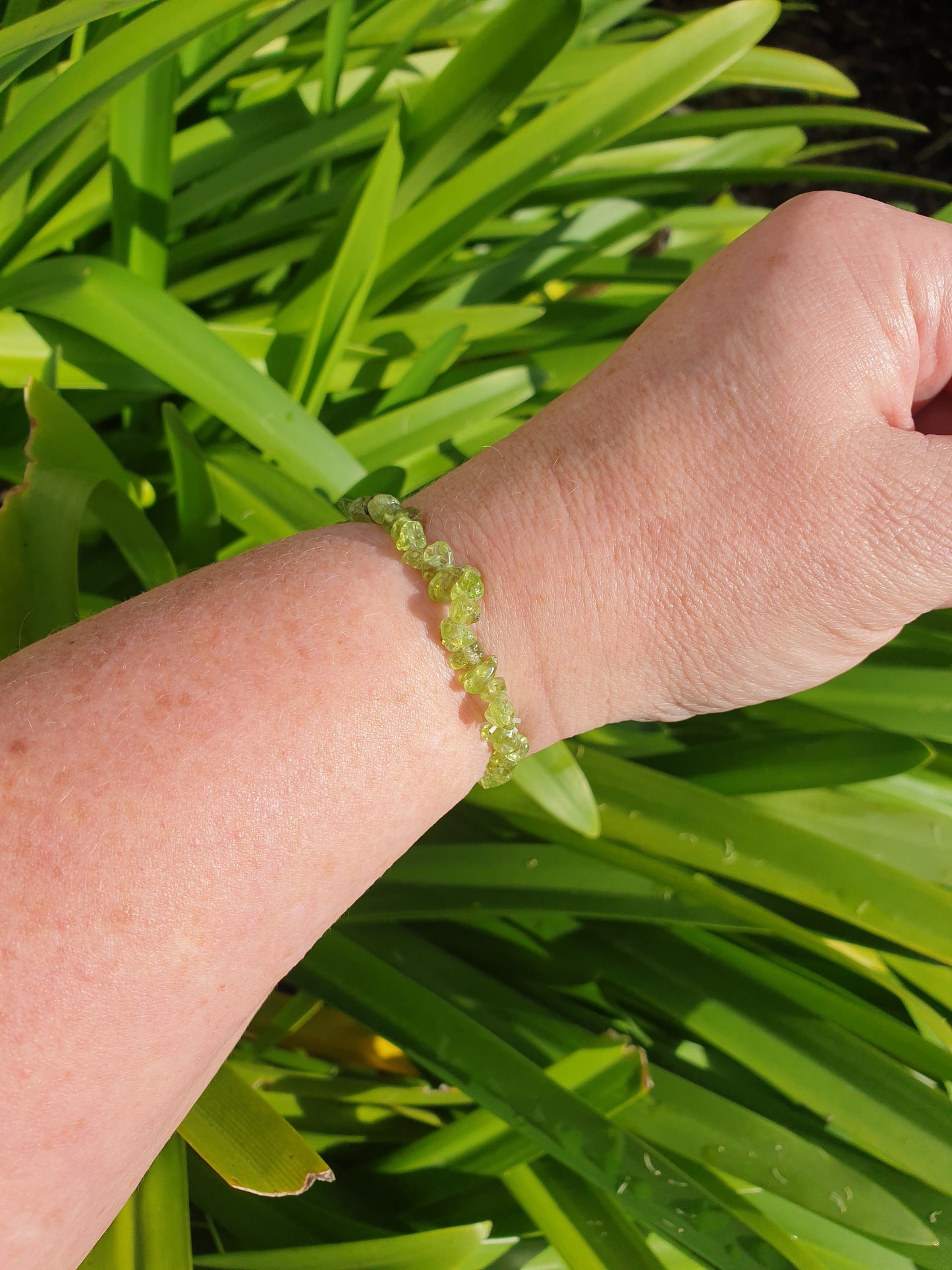 Peridot Crystal Chip Bracelet
