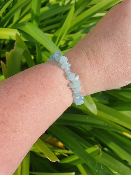 Aquamarine Crystal Chip Bracelet