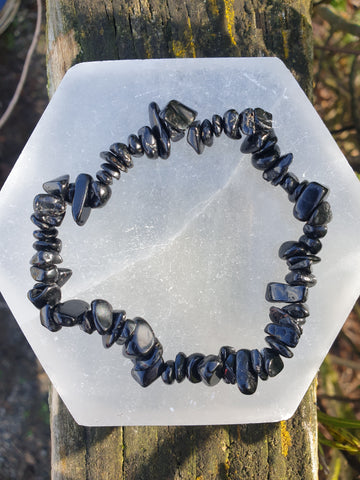Black Agate Crystal Chip Bracelet