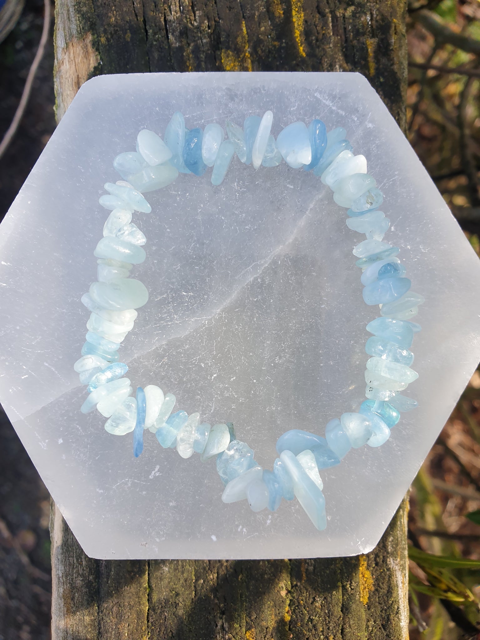 Aquamarine Crystal Chip Bracelet