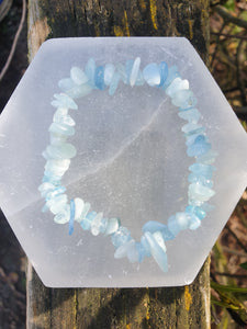 Aquamarine Crystal Chip Bracelet