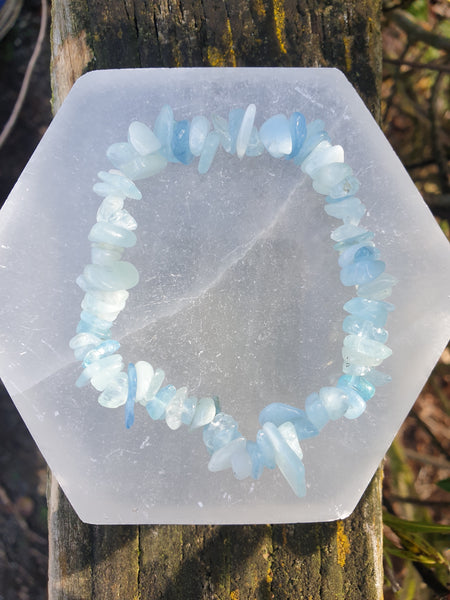 Aquamarine Crystal Chip Bracelet