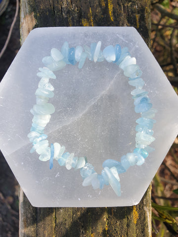 Aquamarine Crystal Chip Bracelet
