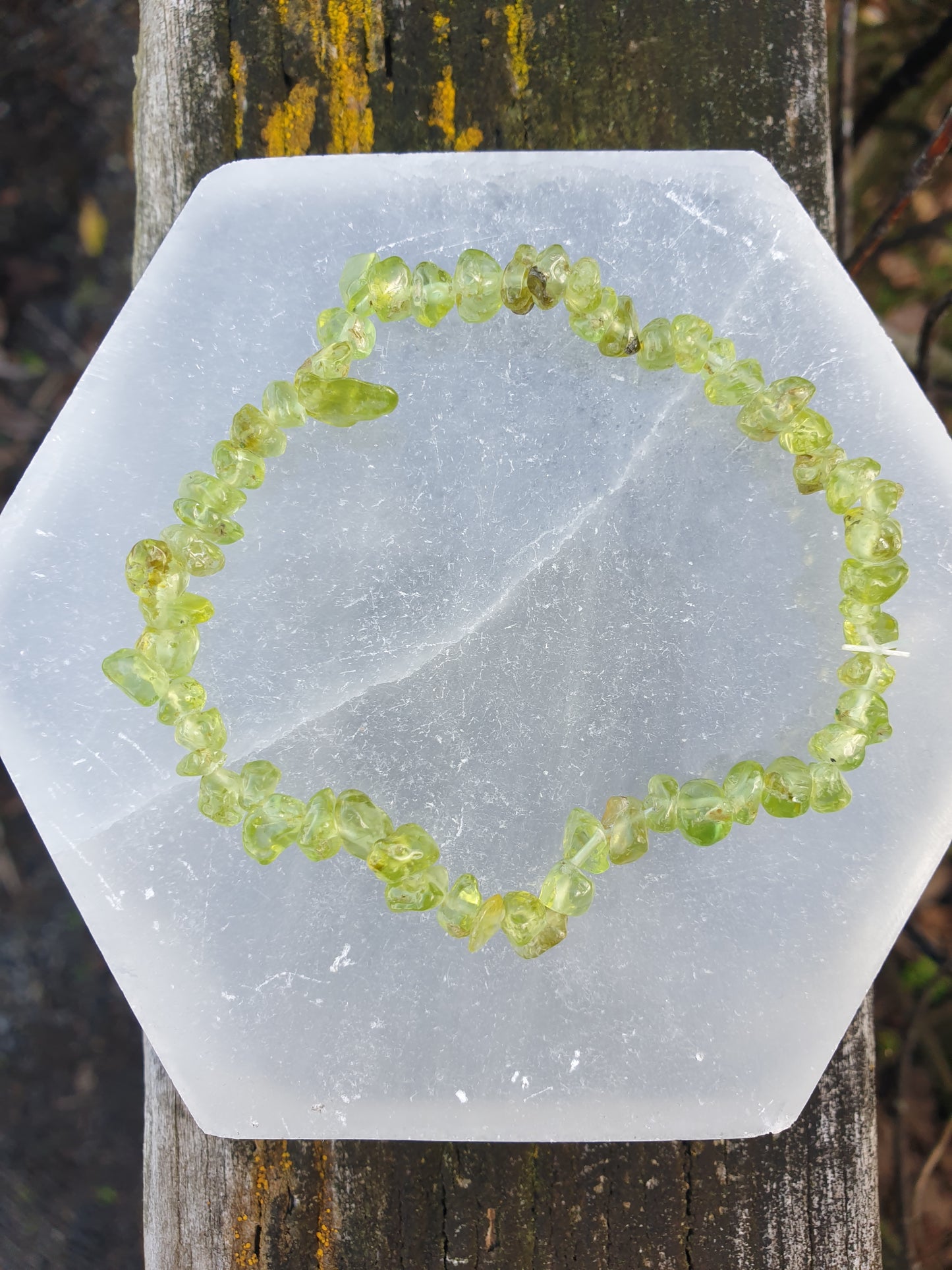 Peridot Crystal Chip Bracelet