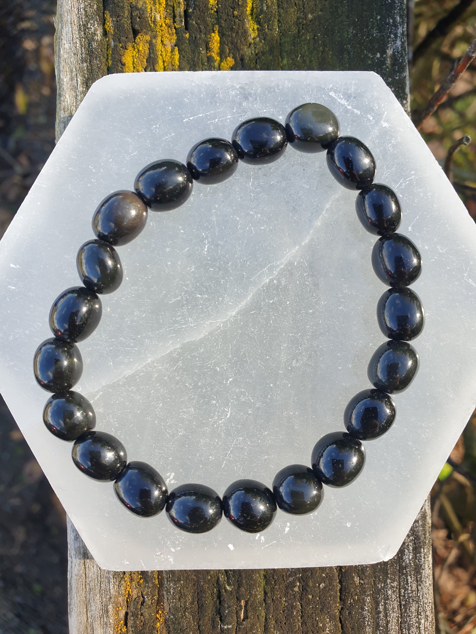 Golden Sheen Obsidian Nugget Bead Bracelet