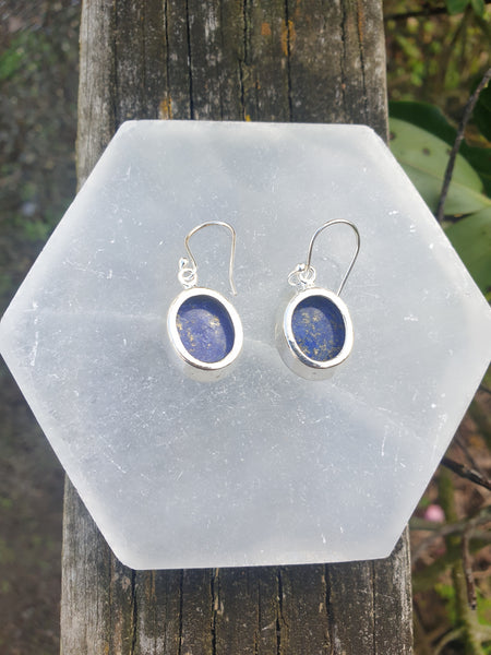 Lapis Lazuli | Rose Cut Sterling Earrings B
