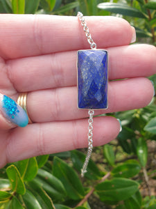 Lapis Lazuli | Rose Cut Sterling Silver Adjustable Bracelet B