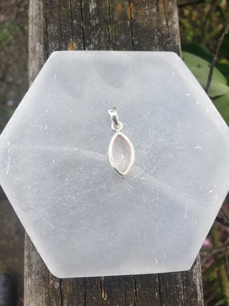 Rose Quartz | Faceted Cut Sterling Silver Pendant G
