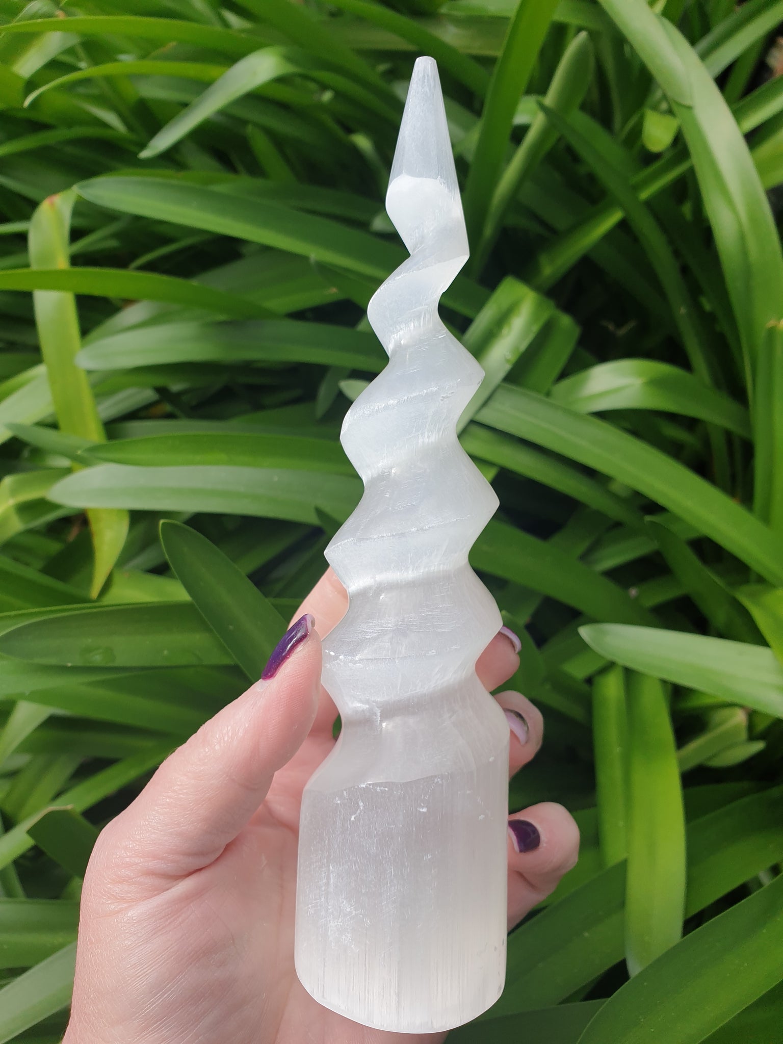 Selenite Unicorn Horn Large