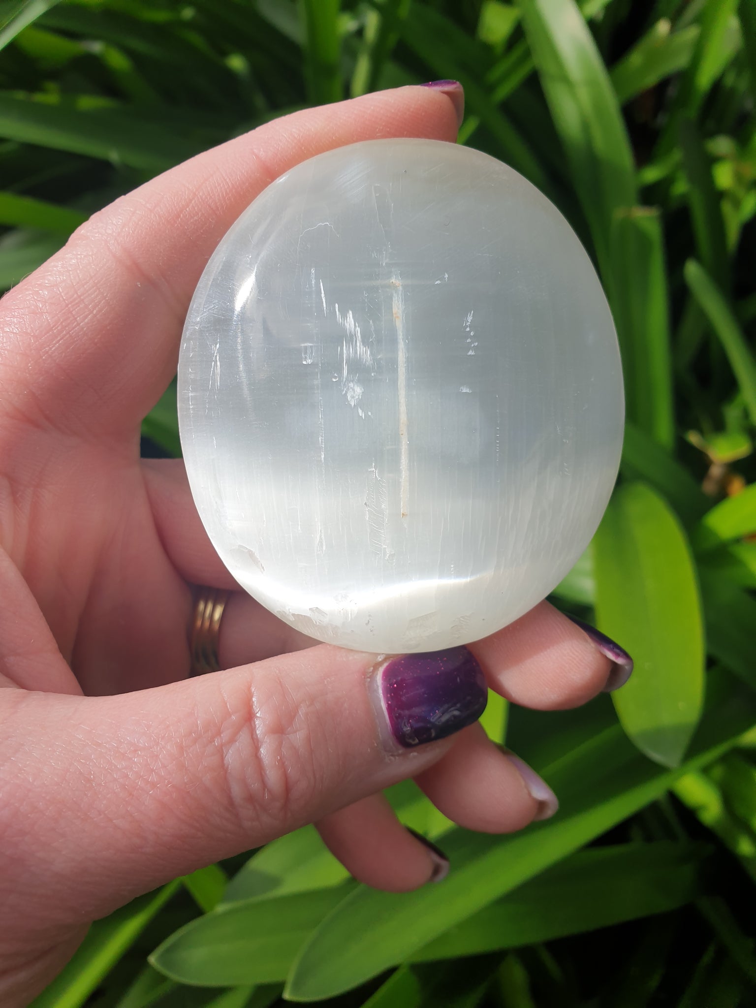 Selenite Palm Stone