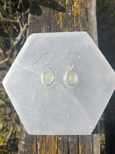 Prehnite | Faceted Sterling Silver Earrings A