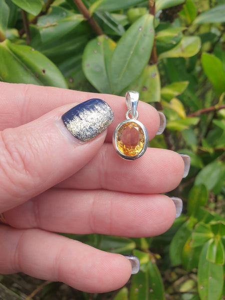 Citrine | Faceted Cut Sterling Silver Pendant B