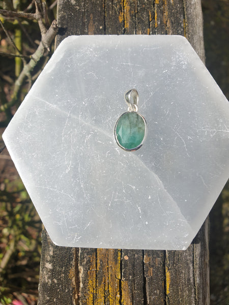 Emerald | Faceted Cut Sterling Silver Pendant C