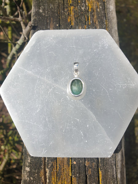 Emerald | Faceted Cut Sterling Silver Pendant C