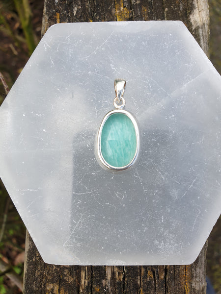 Amazonite | Faceted Sterling Silver Pendant E